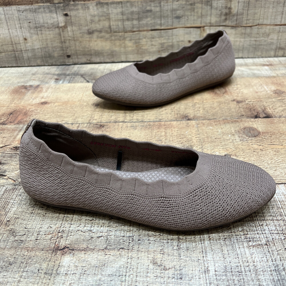 Skechers Air Cooled Memory Foam Womens Brown Knit Flats Size 6.5 GREAT!